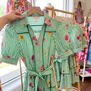 Luck or Something Floral Stripe Tie Mini Dress