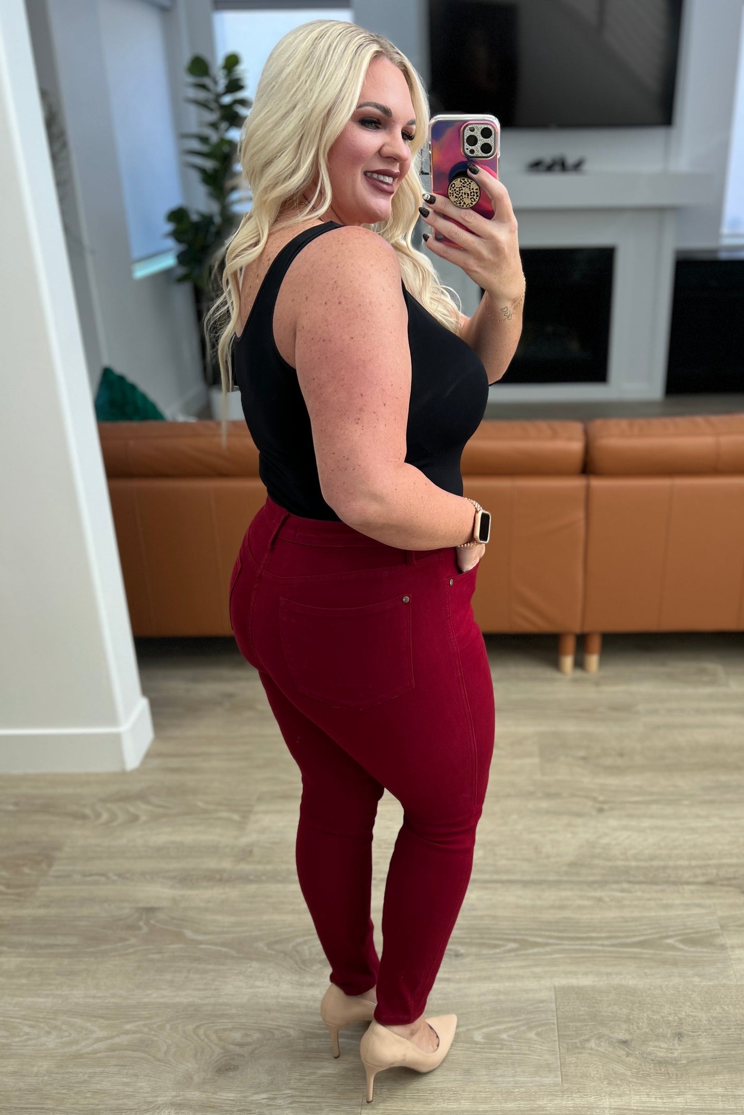 Wanda High Rise Tummy Control Skinny Jeans Scarlet (PLUS ONLY)