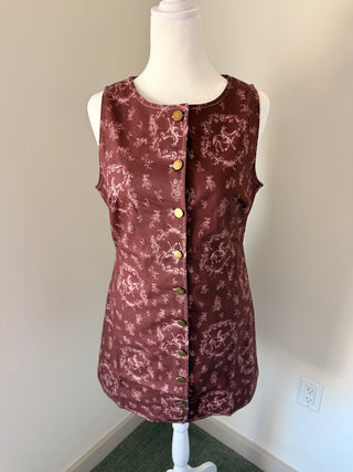 Western Chic Horse Print Button-Down Mini Dress in Burgundy