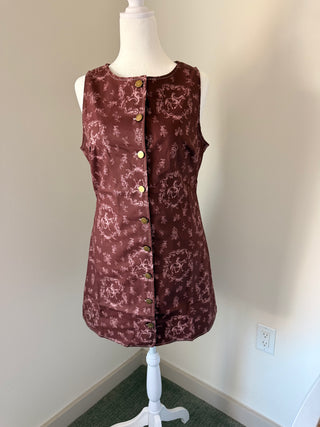 Western Chic Horse Print Button-Down Mini Dress in Burgundy