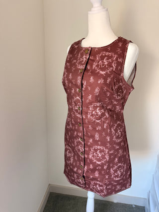 Western Chic Horse Print Button-Down Mini Dress in Burgundy
