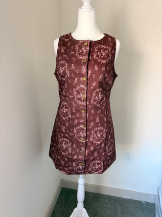 Western Chic Horse Print Button-Down Mini Dress in Burgundy