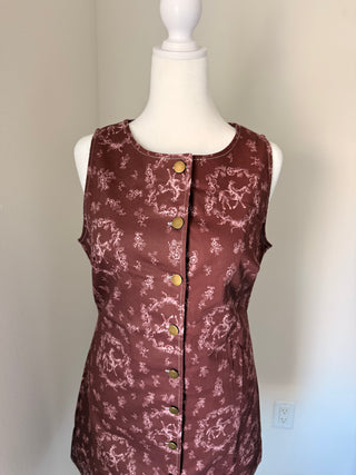 Western Chic Horse Print Button-Down Mini Dress in Burgundy