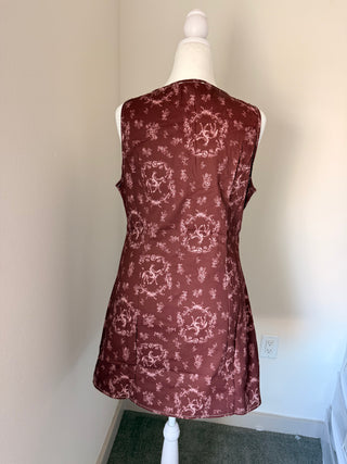 Western Chic Horse Print Button-Down Mini Dress in Burgundy