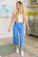 Lisa High Rise Tummy Control Wide Leg Crop Jeans in Sky Blue