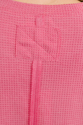 Leave It to Me Waffle Knit Relaxed Tee in Pink