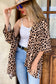 Leopard Printed 3/4 Sleeve Kimono Cardigan Cover Up