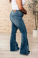 Miley High Waist Tummy Control Frayed Hem Flare Jeans