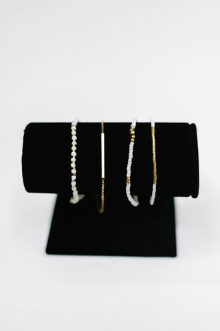 Poised & Polished Bracelet Stack in White and Gold