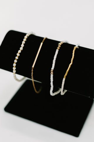 Poised & Polished Bracelet Stack in White and Gold