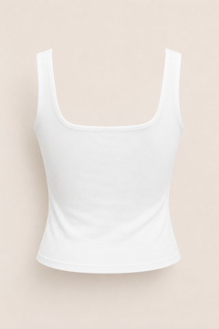 Square Neck Corset Crop Top in White