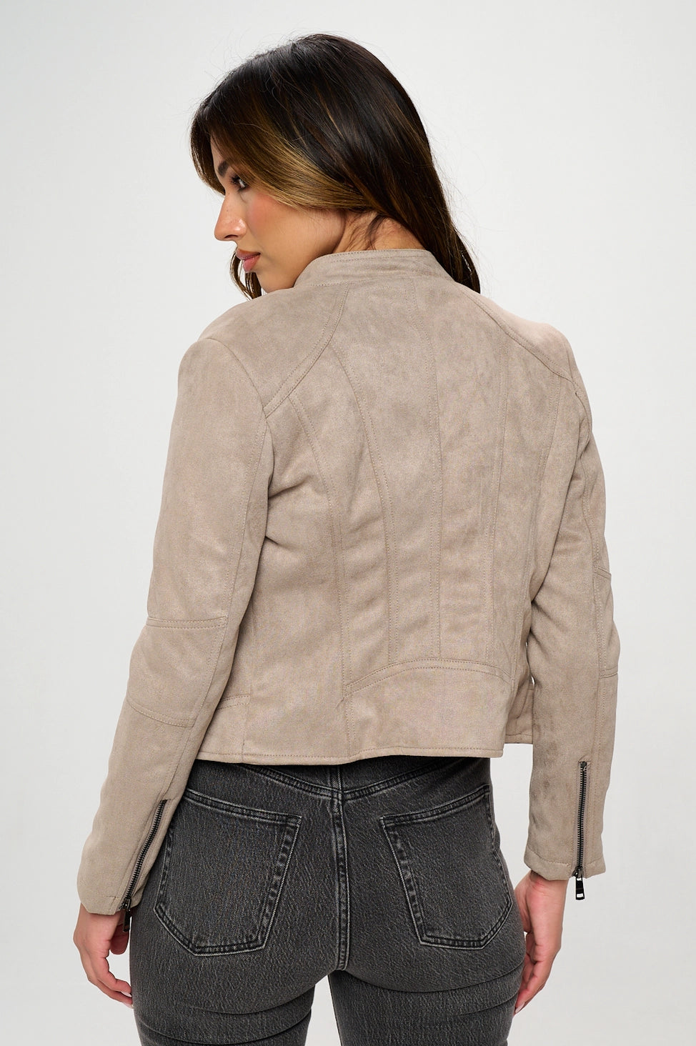 Always Together Faux Suede Fitted Short Jacket