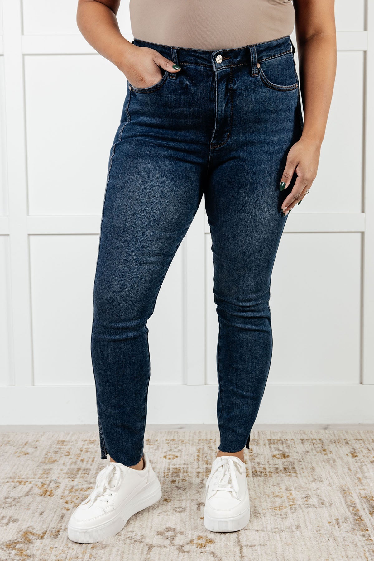 Tessa High Rise Tummy Control Step Hem Skinny Jeans