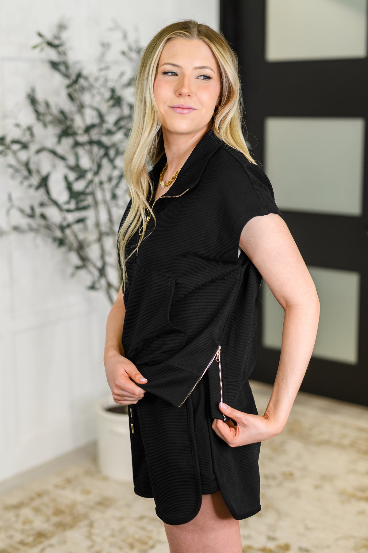 Twenty Four Karat Half Zip Top and Shorts Set