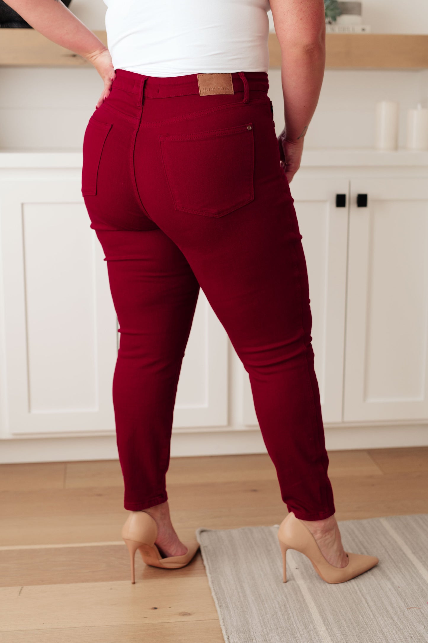 Wanda High Rise Tummy Control Skinny Jeans Scarlet (PLUS ONLY)