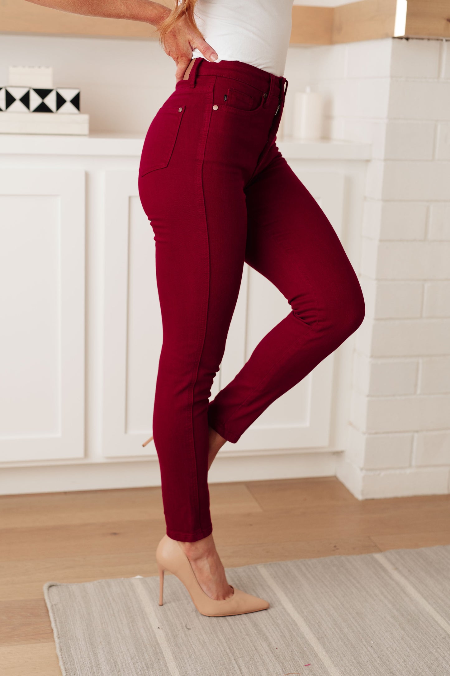 Wanda High Rise Tummy Control Skinny Jeans Scarlet (PLUS ONLY)