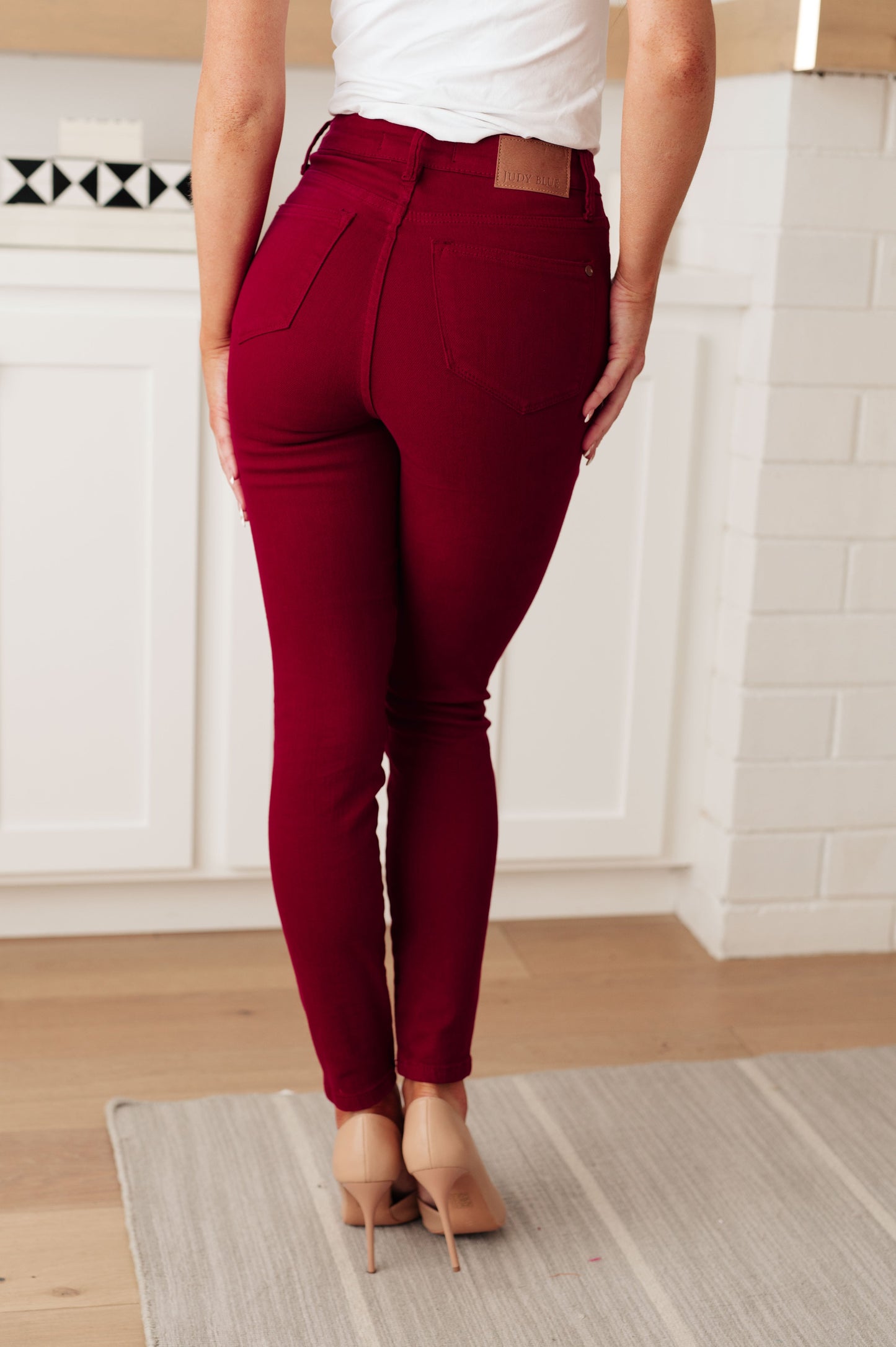 Wanda High Rise Tummy Control Skinny Jeans Scarlet (PLUS ONLY)
