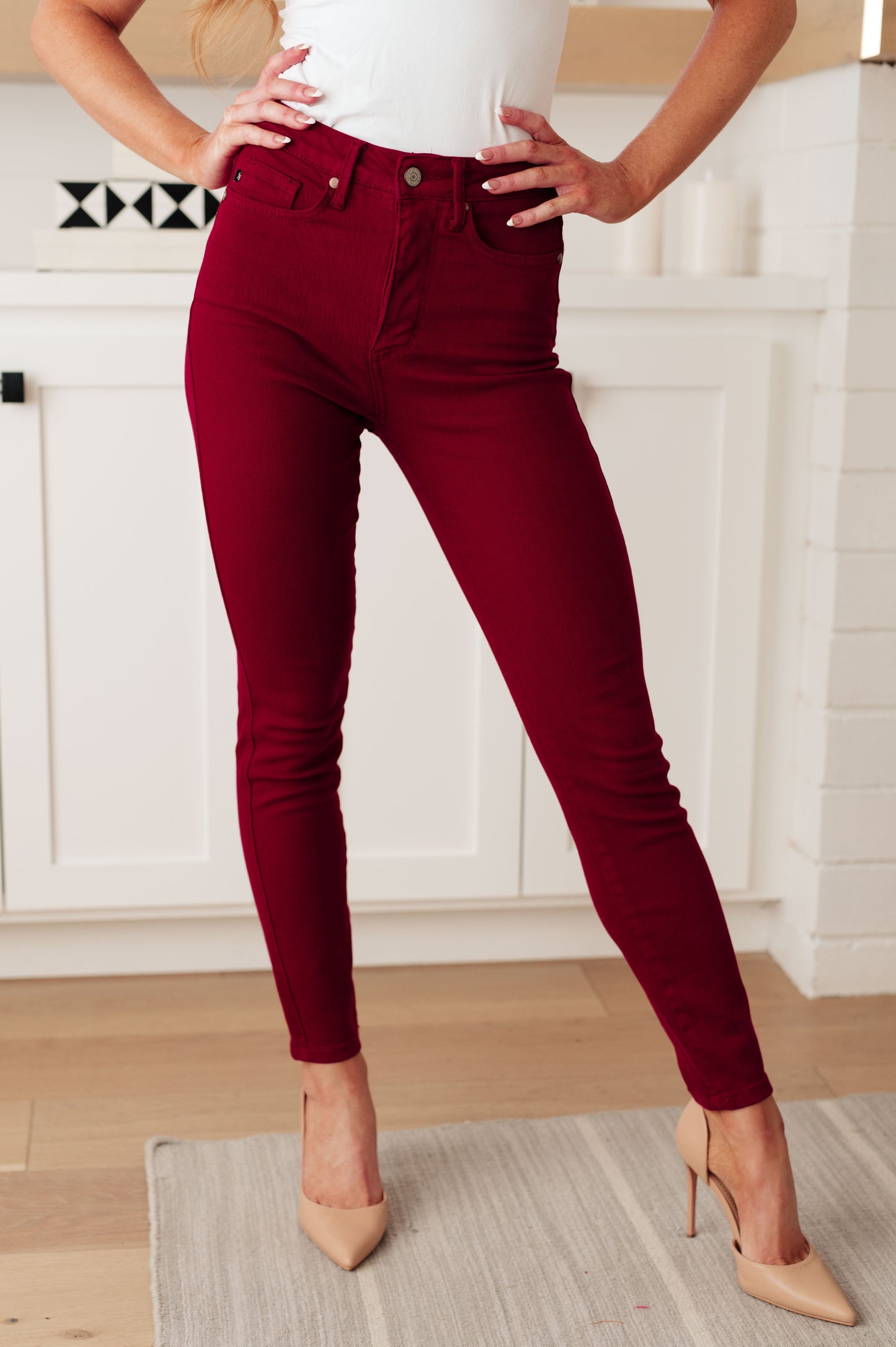 Wanda High Rise Tummy Control Skinny Jeans Scarlet (PLUS ONLY)