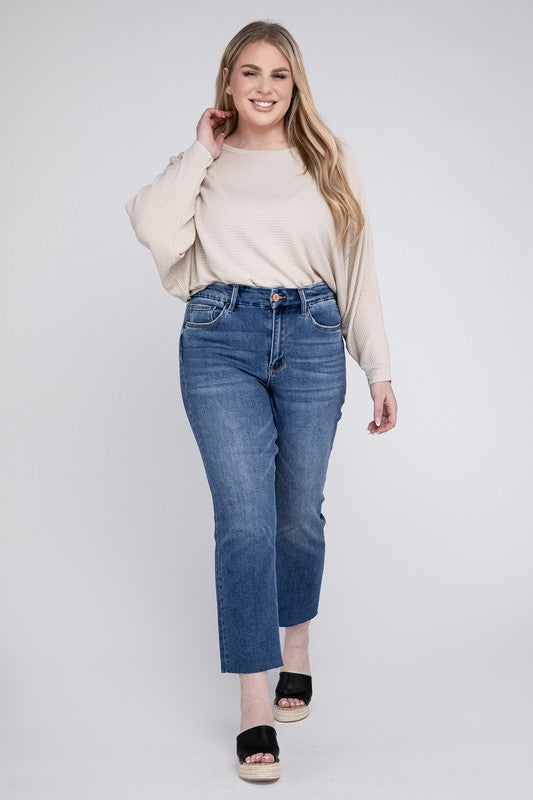 Delicate Plus Size High Rise Slim Straight Jeans