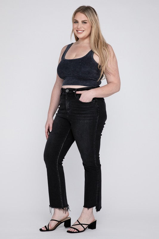 Alyssa Plus Size High Rise Crop Flare Jeans