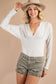 Plus size, solid color, jersey material, deep v-neck with shirring detail, dolman long sleeves knit bodysuit