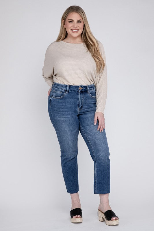 Delicate Plus Size High Rise Slim Straight Jeans