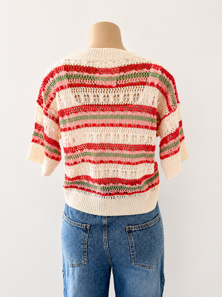 The Aurelia Multi-Stripe Open-Knit Luxe Sweater