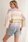 Julie Purple Striped Rib-Knit Cropped Top