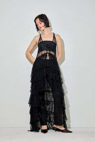 Aria Tiered Lace Ruffle Maxi Duster