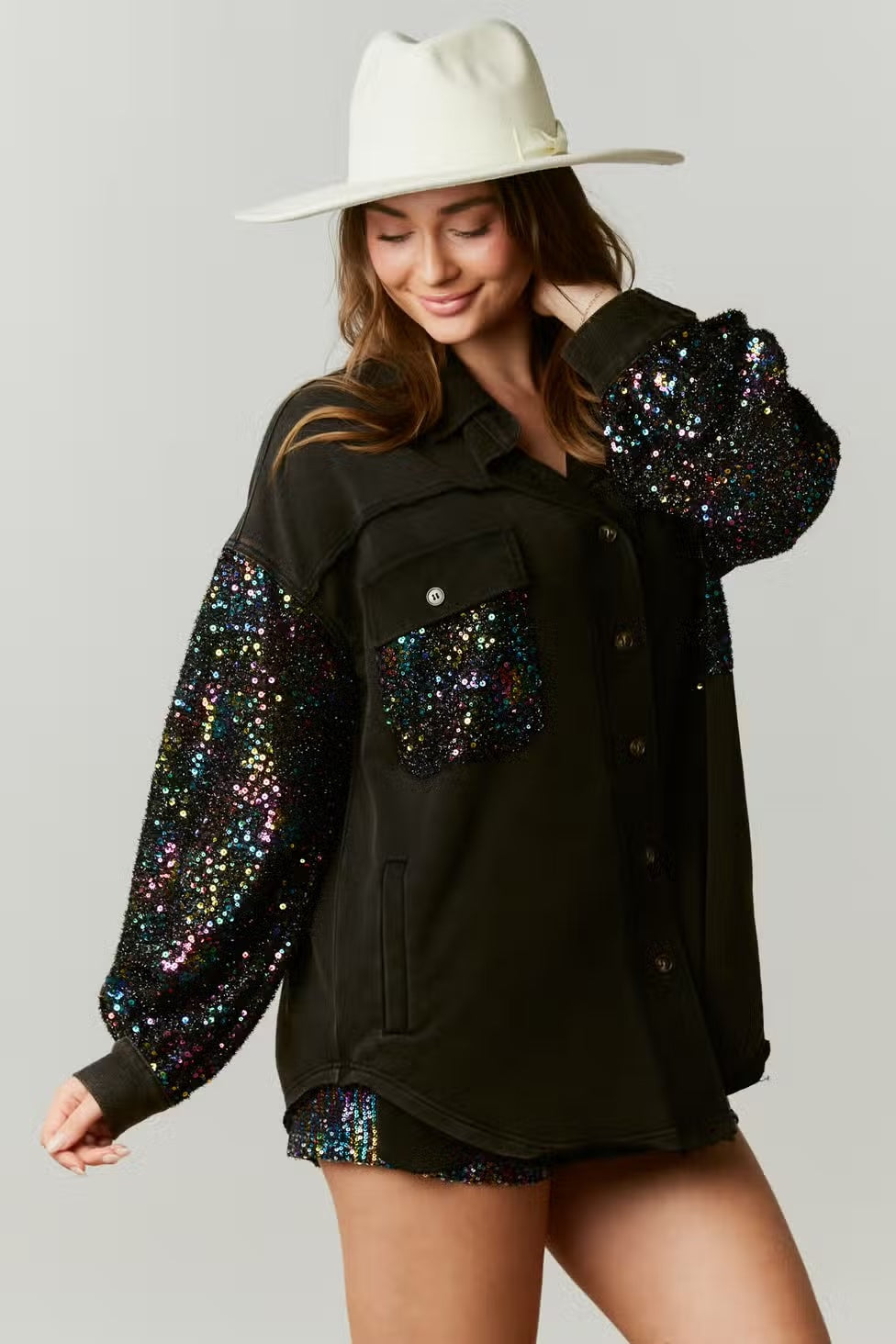 Eras Tour Shacket with Sequins Sleeve