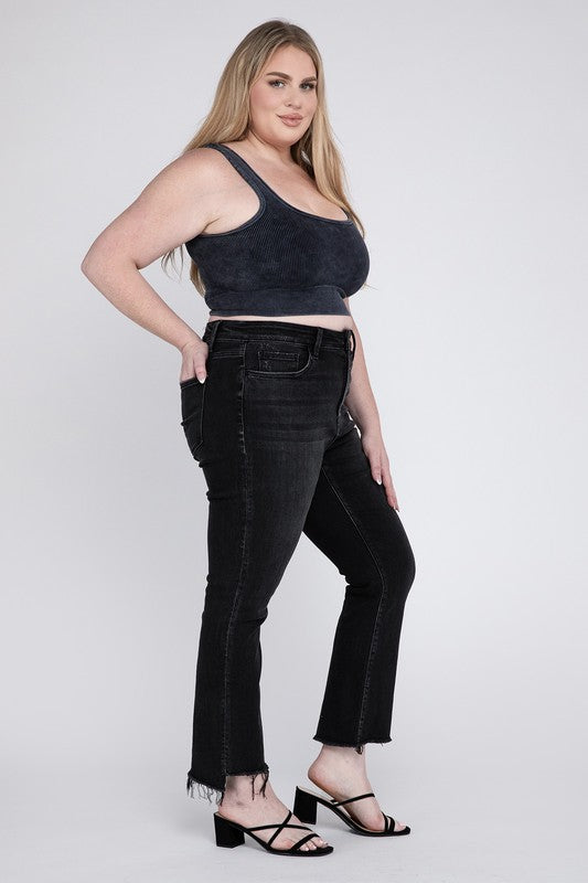 Alyssa Plus Size High Rise Crop Flare Jeans