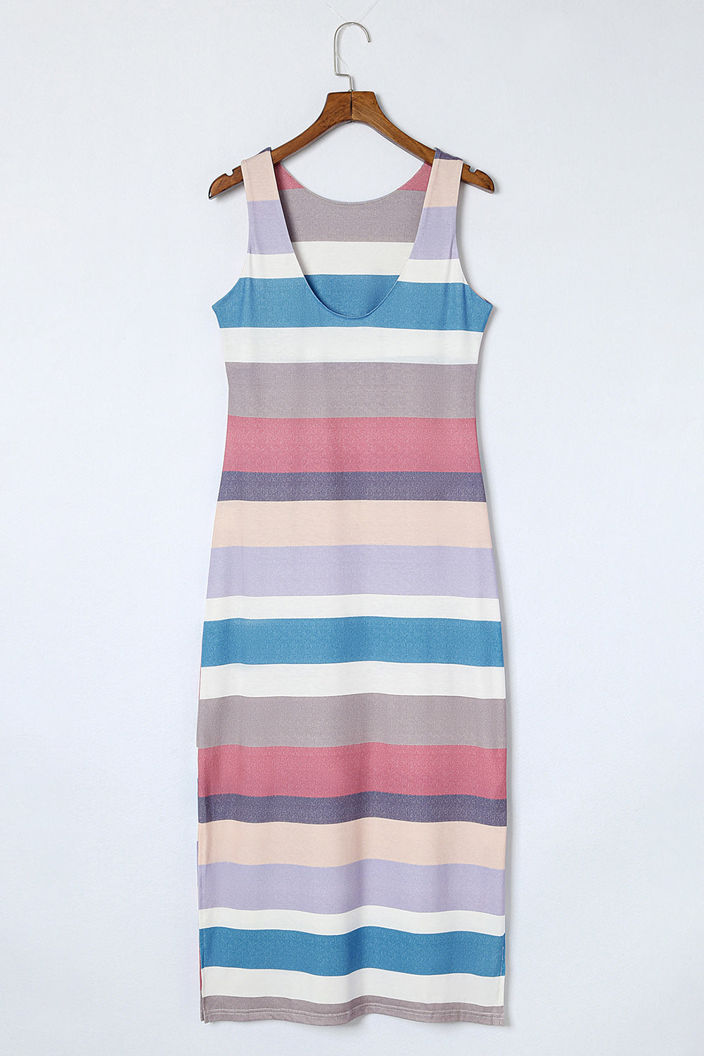 willow Striped Slit Sleeveless Maxi Dress
