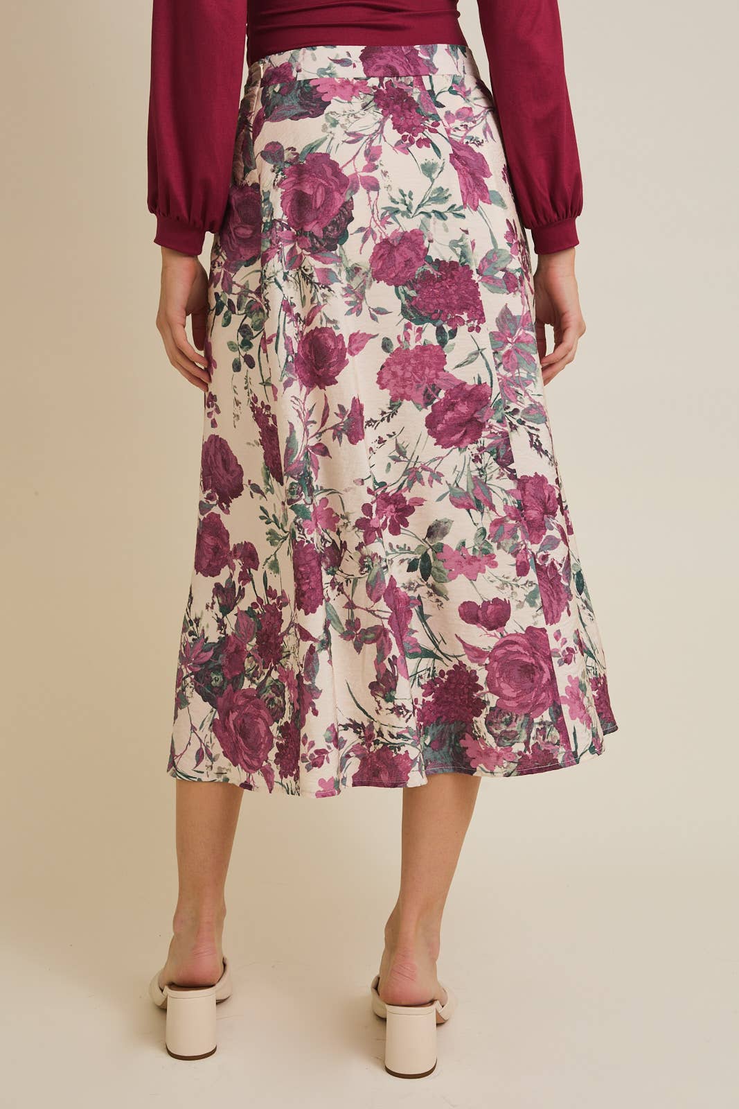 Elizabeth Taylor FLARE HEM FLORAL MIDI SKIRT