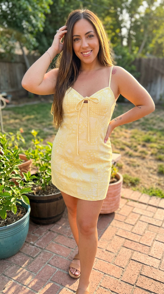 Sunny Day Floral Tie-Front Mini Dress