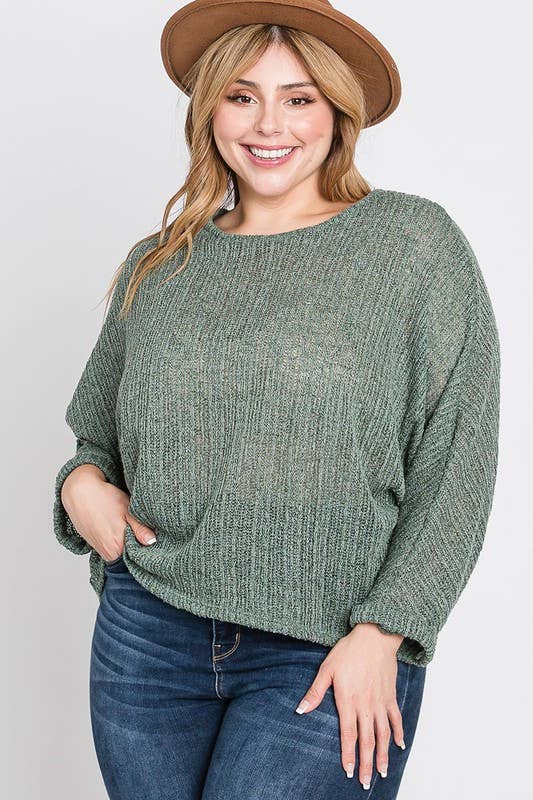 Roar Round Neck Knit Top in Olive