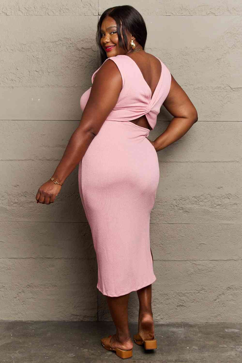 For The Night Plus Size Fitted Sleeveless Midi Dress