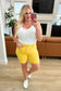 Jenna High Rise Tummy Control Cuffed Shorts in Yellow