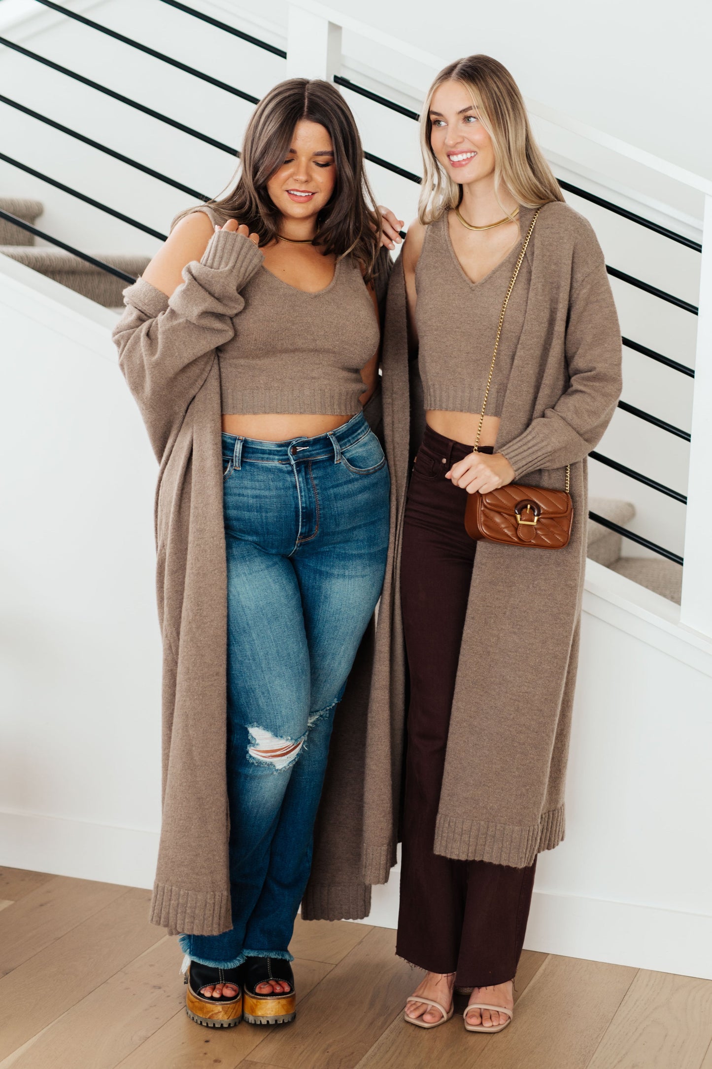 Upgrade your wardrobe this season with this Perfectly Resolved Duster Cardigan. Featuring a warm sweater knit, neutral tone, and duster length, this cardigan pairs perfectly with the perfectly resolved sweater tank for a beautiful timeless look in SLO. plus size