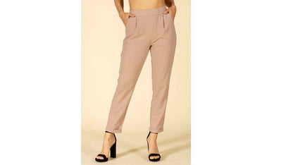 El Taxi Knit Crepe Front Pleat Pull On Ankle Pants