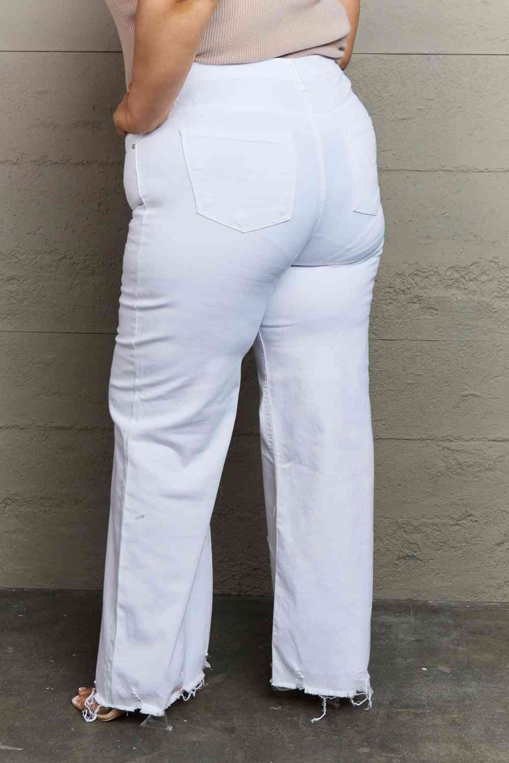 Raelene Full Size High Waist Wide Leg Jeans in White